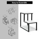 3-tier white sofa side table with sturdy black steel frame, perfect for storage and display in any room.